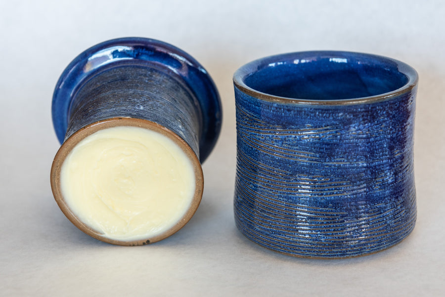 Cobalt Blue Textured Stoneware Butter Crock + 8oz Butter