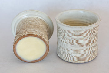 White Textured Stoneware Butter Crock + 8oz Butter